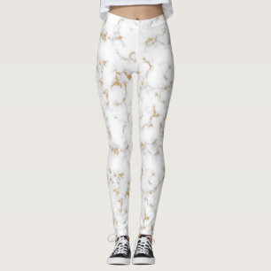 Legging Leggens Douradas e brancas do mármore