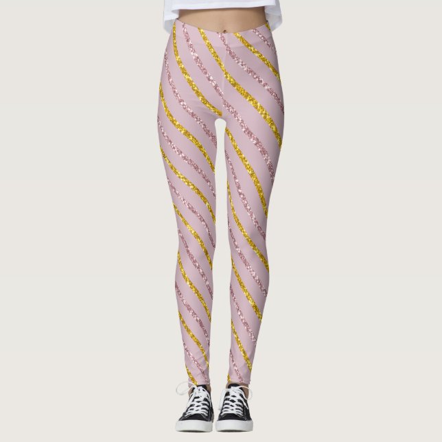 Legging Leggens Douradas e cor-de-rosa (Frente)