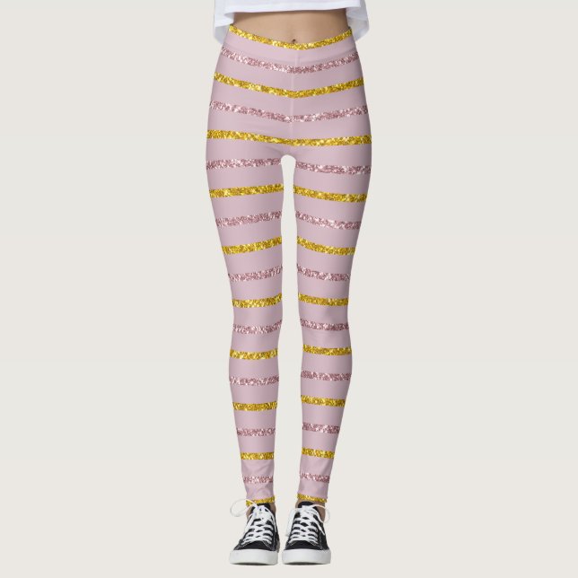 Legging Leggens Douradas e cor-de-rosa (Frente)