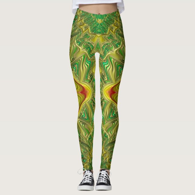 Legging Leggens ~dourado vermelho Natal (Frente)