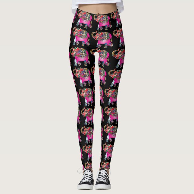 Legging leggens elefantes ornamentais (Frente)