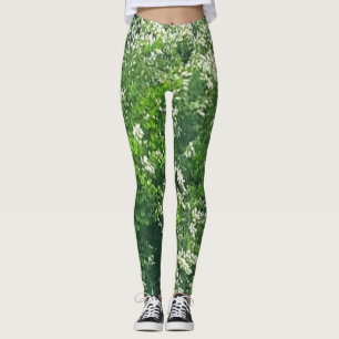Legging Leggens Florais Brancas