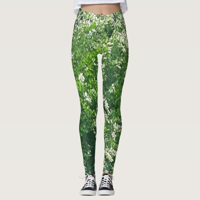 Legging Leggens Florais Brancas (Frente)