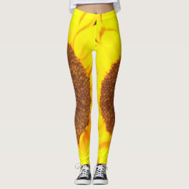 Legging Leggens Florais Castanho Amarelo-Sunflower