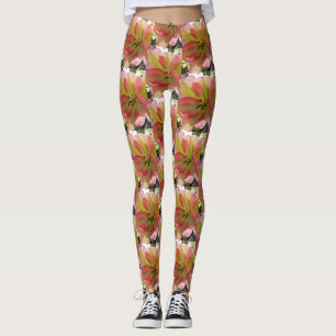 Legging Leggens Florais Da Tulipa Cor-De-Rosa E Amarela