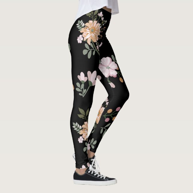 Legging Leggens Florais Pretas (Direita)