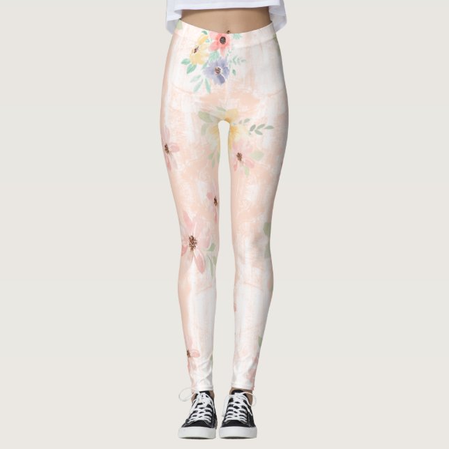 Legging Leggens Florais Rosa (Frente)