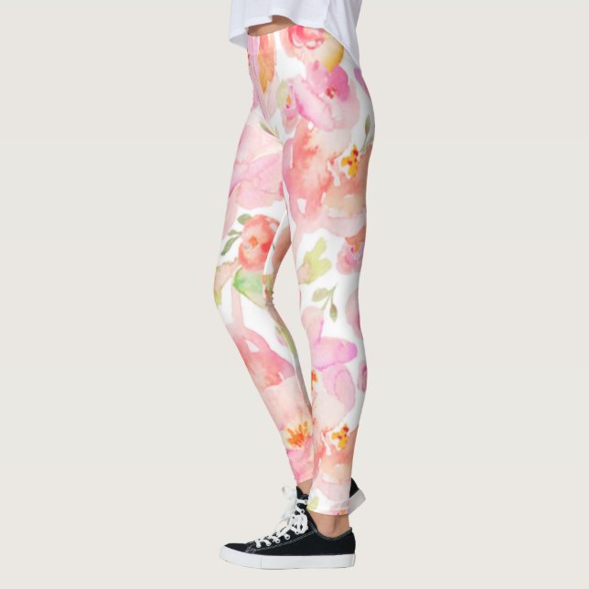 Legging Leggens Florais Rosa Modernas Sassy (Esquerda)