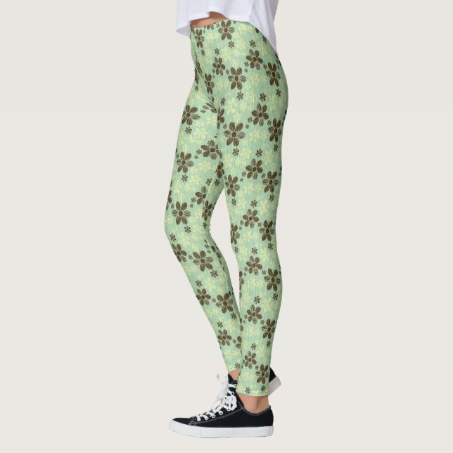 Legging Leggens Florais Tropicais Verdes (Esquerda)