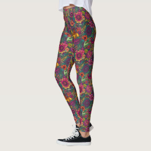 Legging Leggens Florais Vintage - Bonito