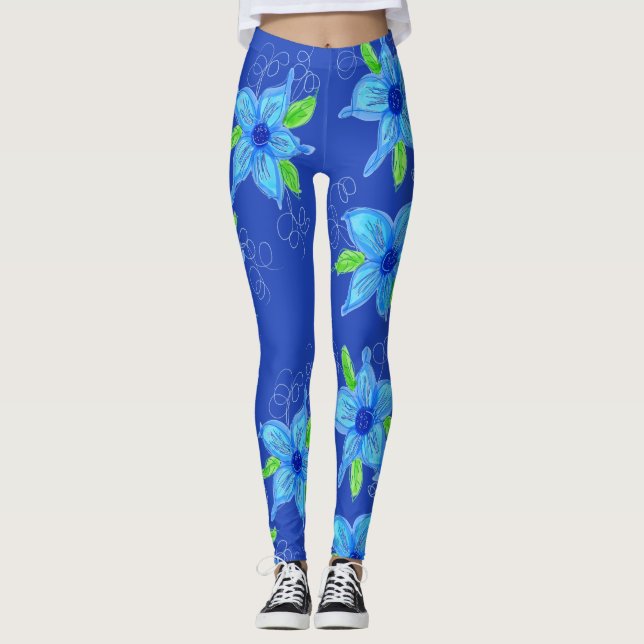Legging Leggens Floral Blue Star (Frente)