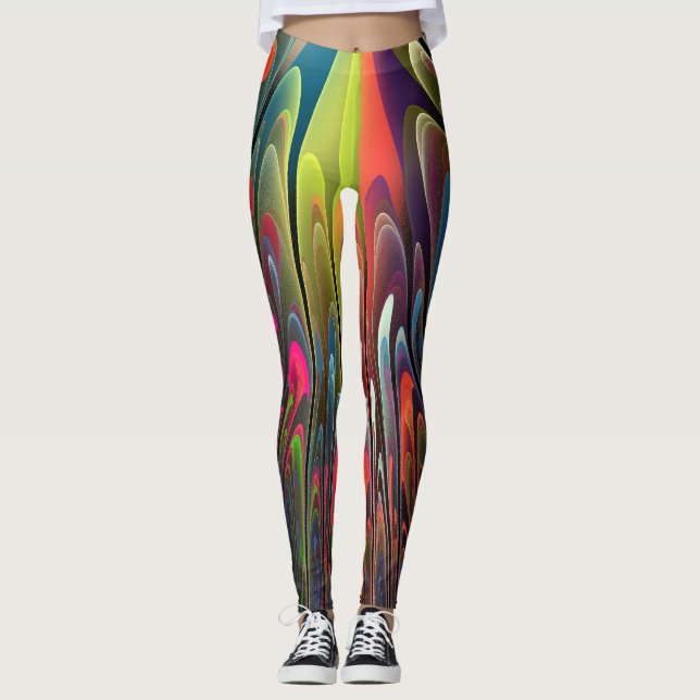 Legging Leggens Fractais Abstrato coloridas (Frente)