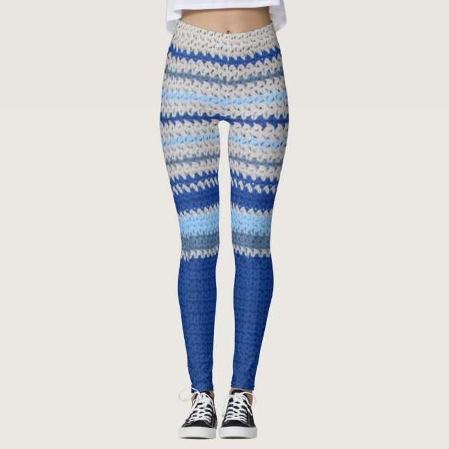 Legging Leggens - Frisas de crochê em azul (Frente)