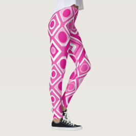 Legging Leggens Geométricas Brancas Rosa