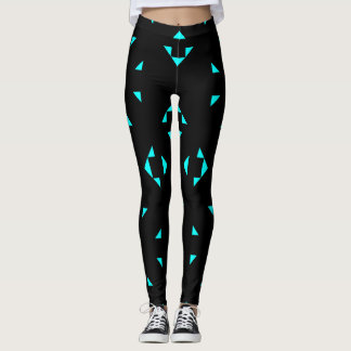 Legging Leggens geométricas pretas e azuis