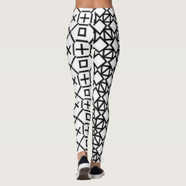 Legging Leggens Geométricas Pretas e Brancas (Verso)