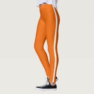 Legging Leggens Laranja de Faixa Lateral Branca Escolher C