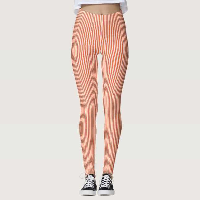 Legging Leggens listradas a laranja e a branco (Frente)