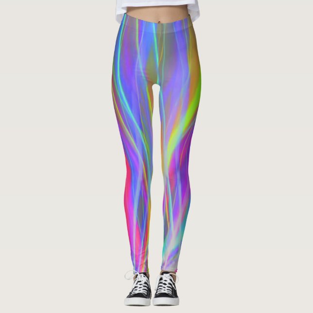 Legging Leggens Multicolores Amarelo Azul Roxo, Sair (Frente)