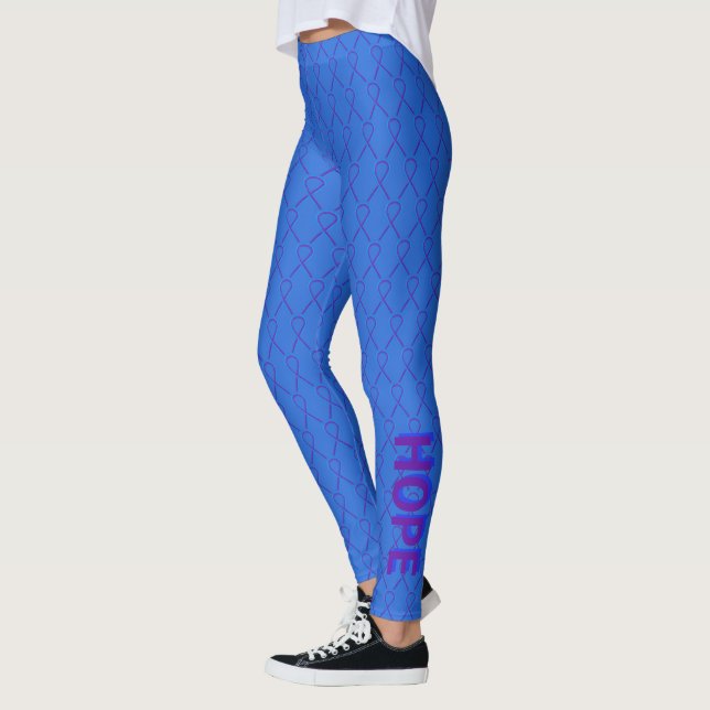 Legging Leggens Personalizadas da Fita de Consciência Azul (Esquerda)
