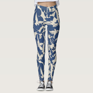 Legging Leggens pombos brancos e azuis