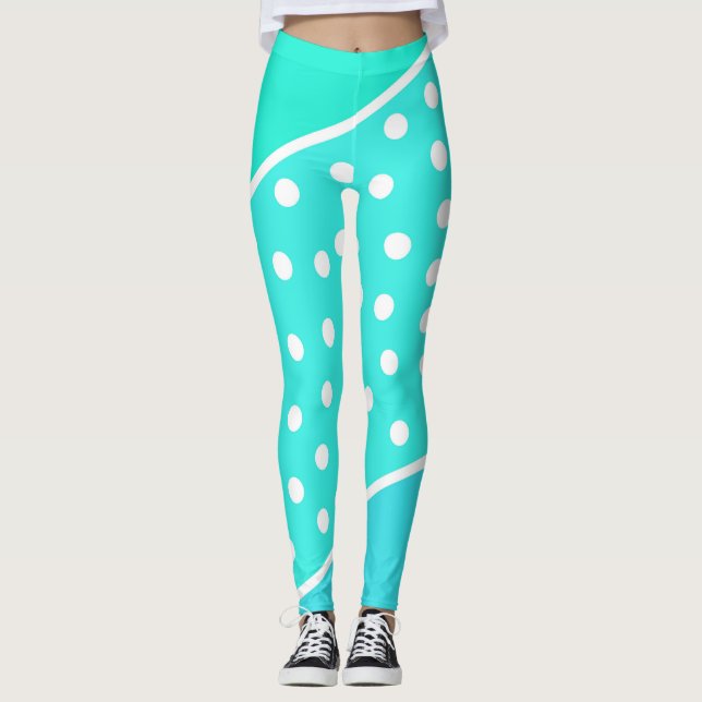 Legging Leggens pontilhadas azul-turquesa (Frente)
