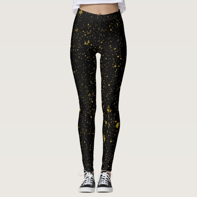 Legging Leggens pretas e Douradas (Frente)