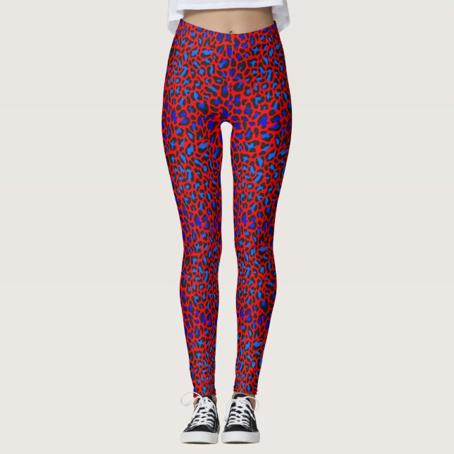 Legging Leggens Pretas Vermelhas Azuis-Vermelhas e Impress (Frente)