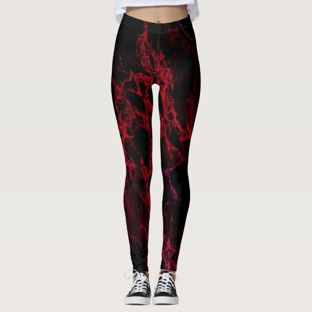 Legging Leggens quentes, vermelhas e pretas (Frente)