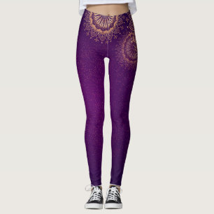 Legging Leggens roxas de ouro mandala