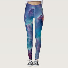 Legging Leggens Universas da Nebulosa Cósmica Azul