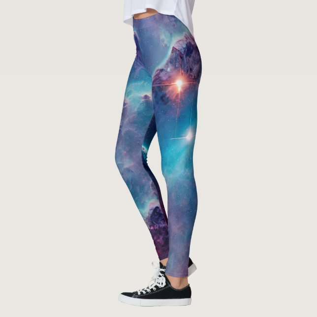 Legging Leggens Universas da Nebulosa Cósmica Azul (Esquerda)