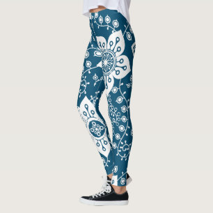 Legging Leggin do Padrão de Arte das Flores Modernas Lega