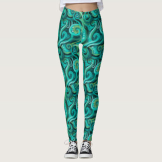 Legging Leggingas com padrão de redemoinho verde mar