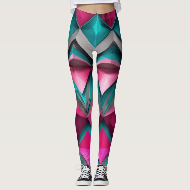 Legging "Leggings de Natal de Abstrato de 3D, cor-de-rosa  (Frente)