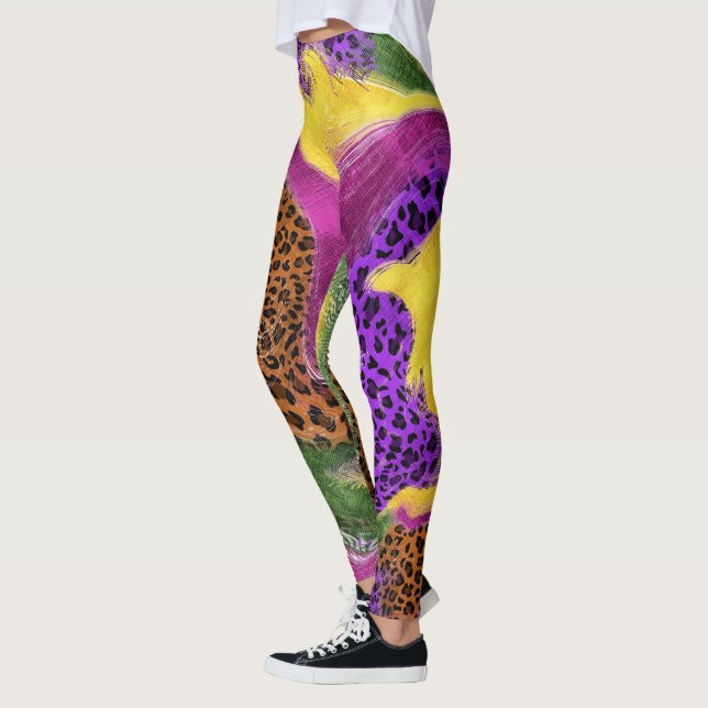 Legging leggins abstratos, leggins do leopardo (Esquerda)
