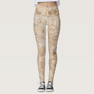 Legging Leggins Beige Funky Artística Padrão