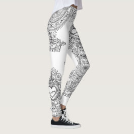 Legging Leggins da árvore dos crânios dos Doodles