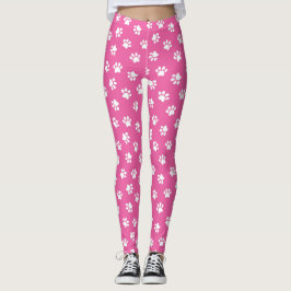 Legging Leggins de impressão rosa e branco