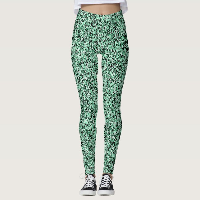 Legging Leggins de padrão Micro Camo Verde (Frente)