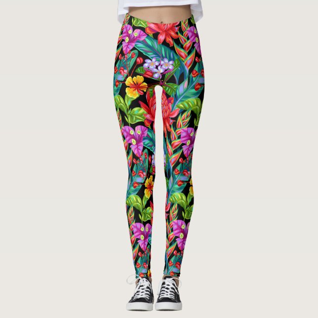 Legging Leggins florais tropicais (Frente)
