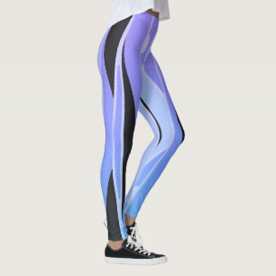 Legging Leguminosas Azuis E Roxas Com Fitas Escuras