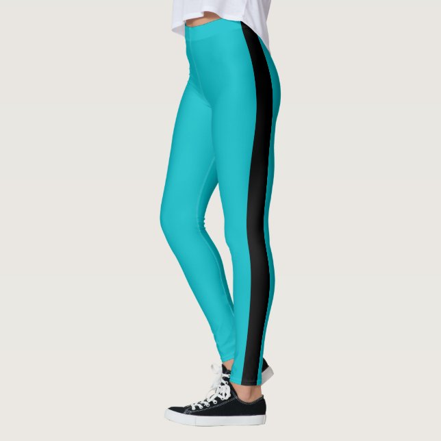 Legging Leguminosas Azuis Teais Lado Negro Fita Escolher C (Esquerda)