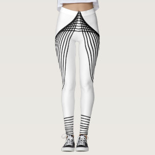 Legging "Leguminosas Brancas Chic com Linhas Negras Negrit