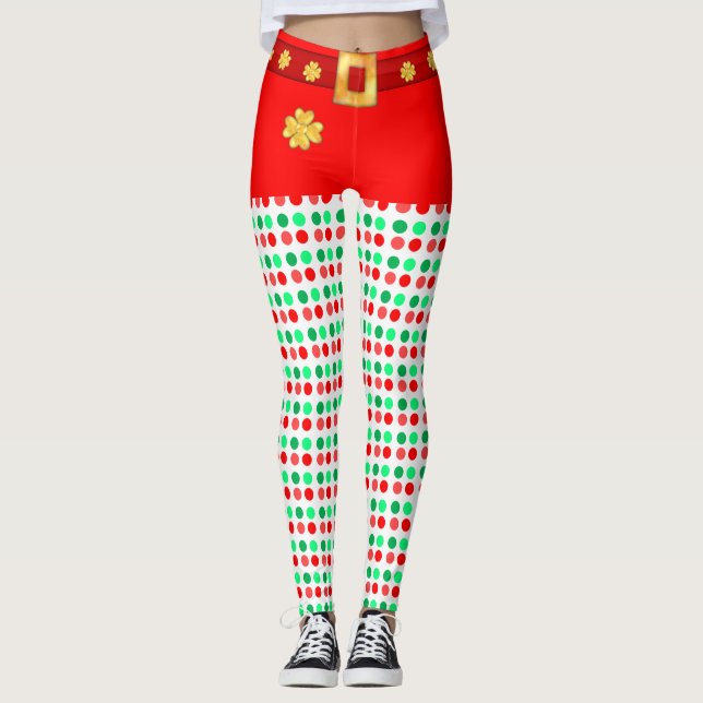 Legging Leguminosas pontilhadas de Natal bonitas (Frente)