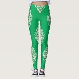 Legging Leguminosas verdes e brancas, listradas, brancas e