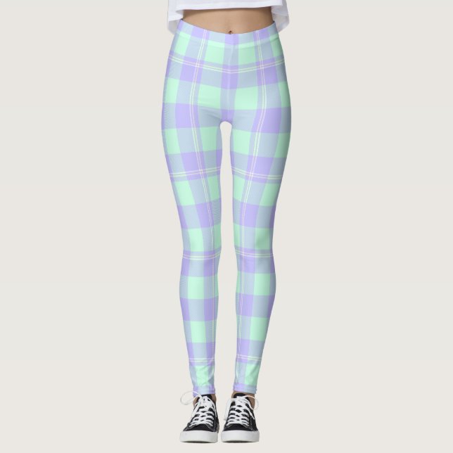 Legging Leguminosas verdes e roxas para Xadrezes (Frente)