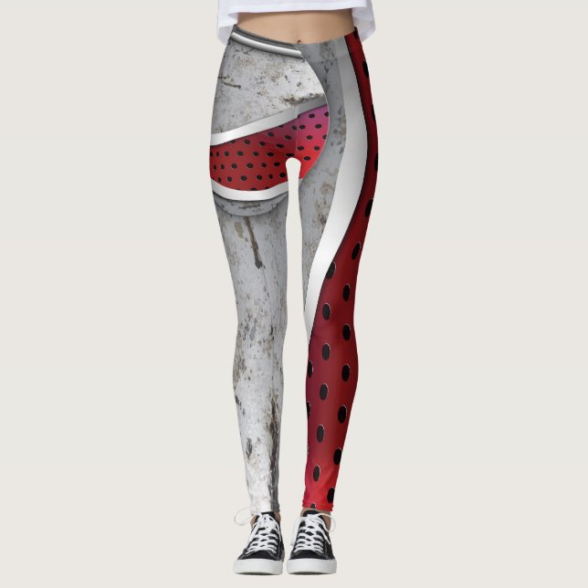 Legging Leguminosas vermelhas e cinzas texturizadas em 3D (Frente)