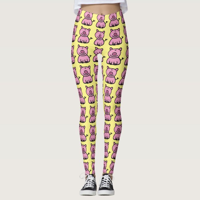 Legging leitão cor-de-rosa (Frente)