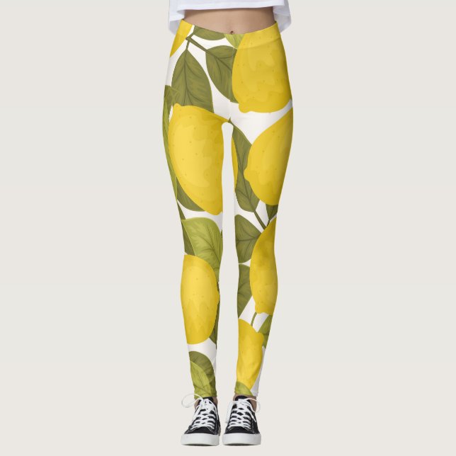 Legging Lemon Garden: Papel de parede sem fim com vinheta (Frente)